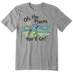 Life Is Good Mens Oh, The Places Dr. Seuss Golf T-Shirt