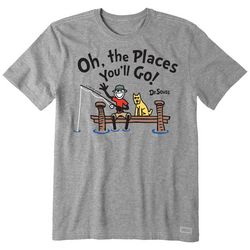 Life Is Good Mens Oh, The Places Dr. Seuss Fishing T-Shirt