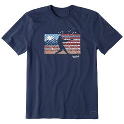 Life Is Good Mens USA Baseball Flag T-Shirt