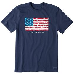 Life Is Good Mens Tie Dye Flag T-Shirt