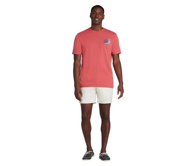 Izod Saltwater Red Men's Medium American Flag Crab Relaxed USA Fishing  T-Shirt 