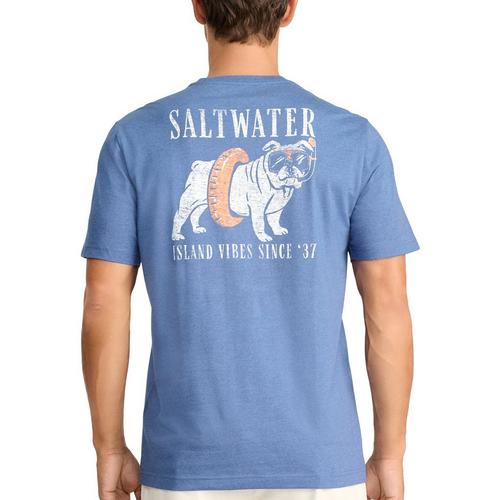 IZOD Mens Saltwater Dog Graphic Short Sleeve Top