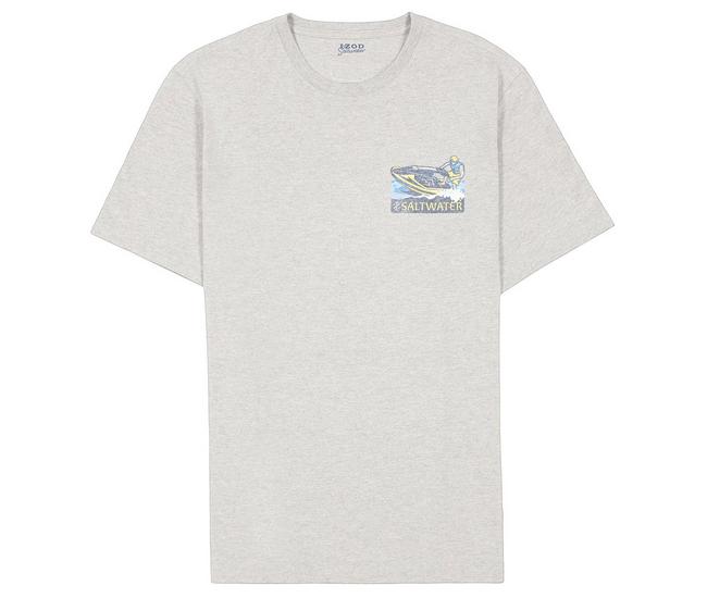 Izod Mens Saltwater Graphic Short Sleeve T-Shirt - Heather Grey - Medium