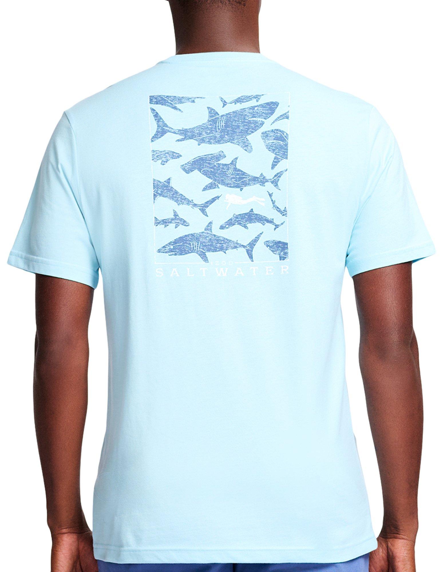 IZOD Mens Saltwater Shark Graphic Short Sleeve Top