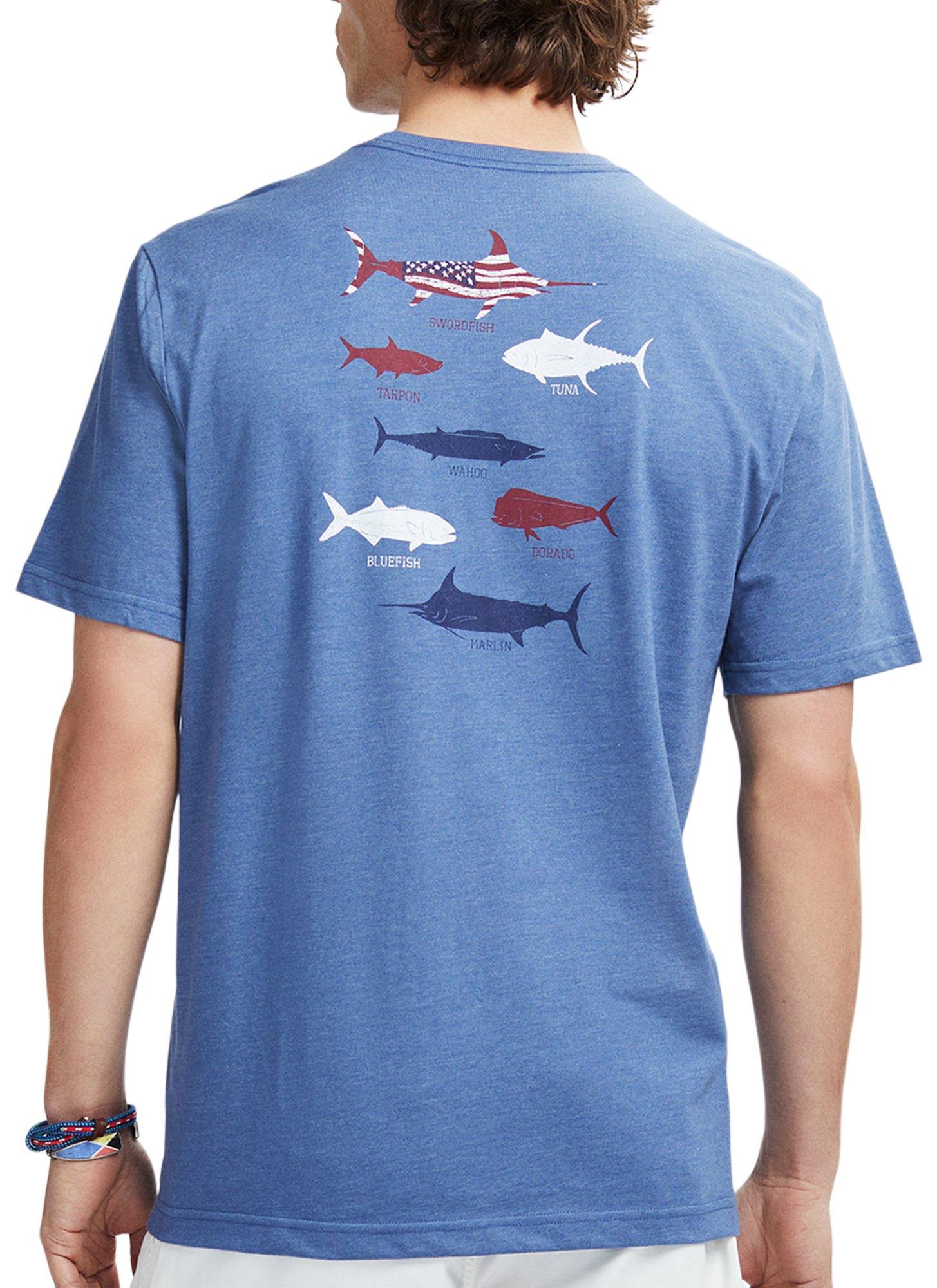 IZOD Mens Saltwater Americana Fish Short Sleeve T-Shirt
