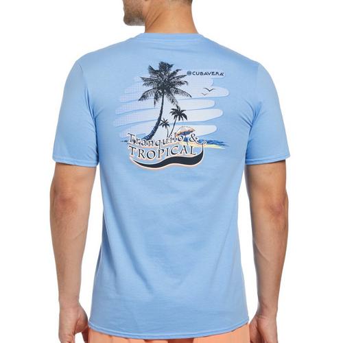 Cubavera Mens Tropical Palm Short Sleeve T-Shirt