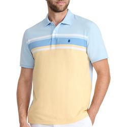 IZOD Mens Short Sleeve Blue Stripe Polo Shirt