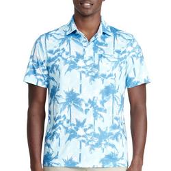 Mens Palm Print Saltwater Beach Polo Shirt