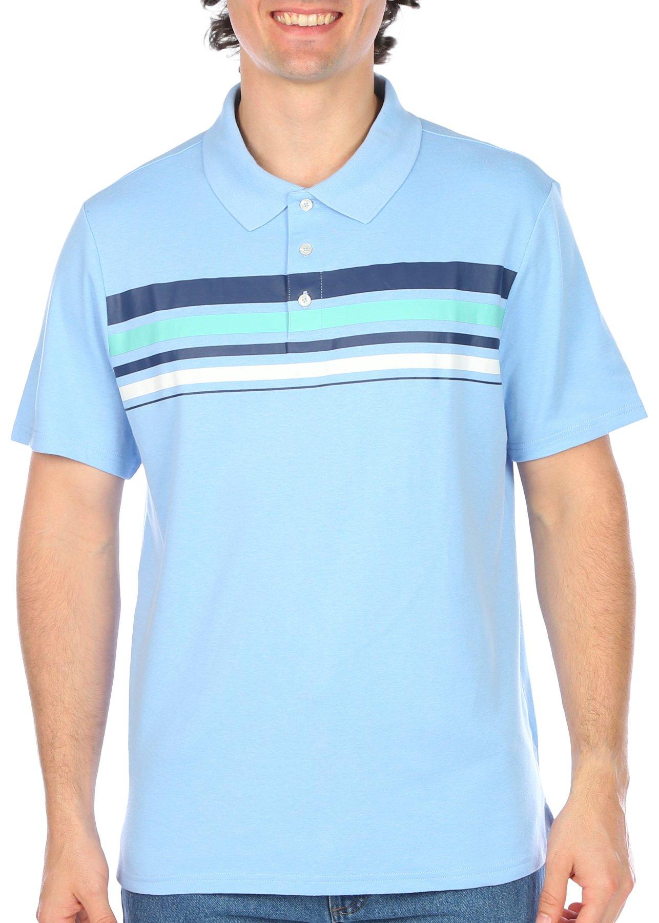 Tackle & Tides Mens Chest Stripe Short Sleeve Polo