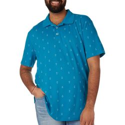 Tackle & Tides Mens Anchor Print Ribbed Collar Polo Shirt