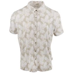 Wearfirst Mens Knit Mist Palm Print  Short Sleeve Shirt