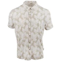 Mens Knit Mist Palm Print  Short Sleeve Shirt
