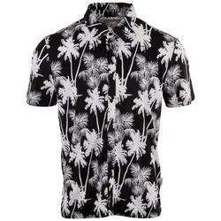 Mens Knit New Palms Print  Short Sleeve Shirt