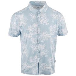 Mens Knit Tropical Print  Short Sleeve Shirt