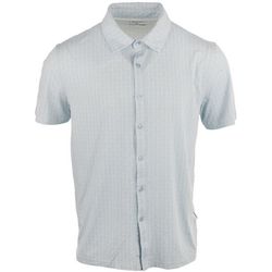 Wearfirst Mens Knit Wave Print  Short Sleeve Shirt