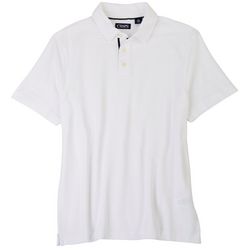 Chaps Mens Textured Stripes Solid Polo Shirt