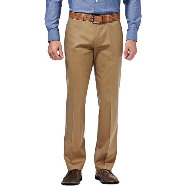 USED Men's Haggar Premium Classic Fit No Iron Twill Pants w/Hidden Comfort Waist 