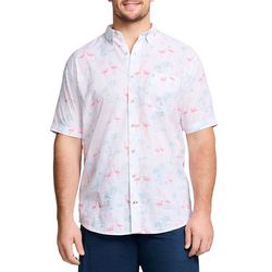 IZOD Mens Big & Tall  Flamingo Short Sleeve Button Up Shirt