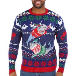 Mens Christmas Sharks Long Sleeve Sweater