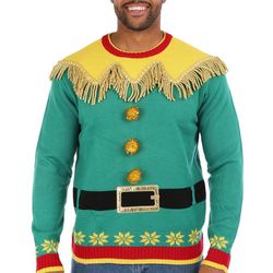 33 Degrees Mens Christmas Elf Fringe Long Sleeve Sweater