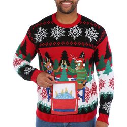 Mens Christmas Reindeer Buds Long Sleeve Sweater