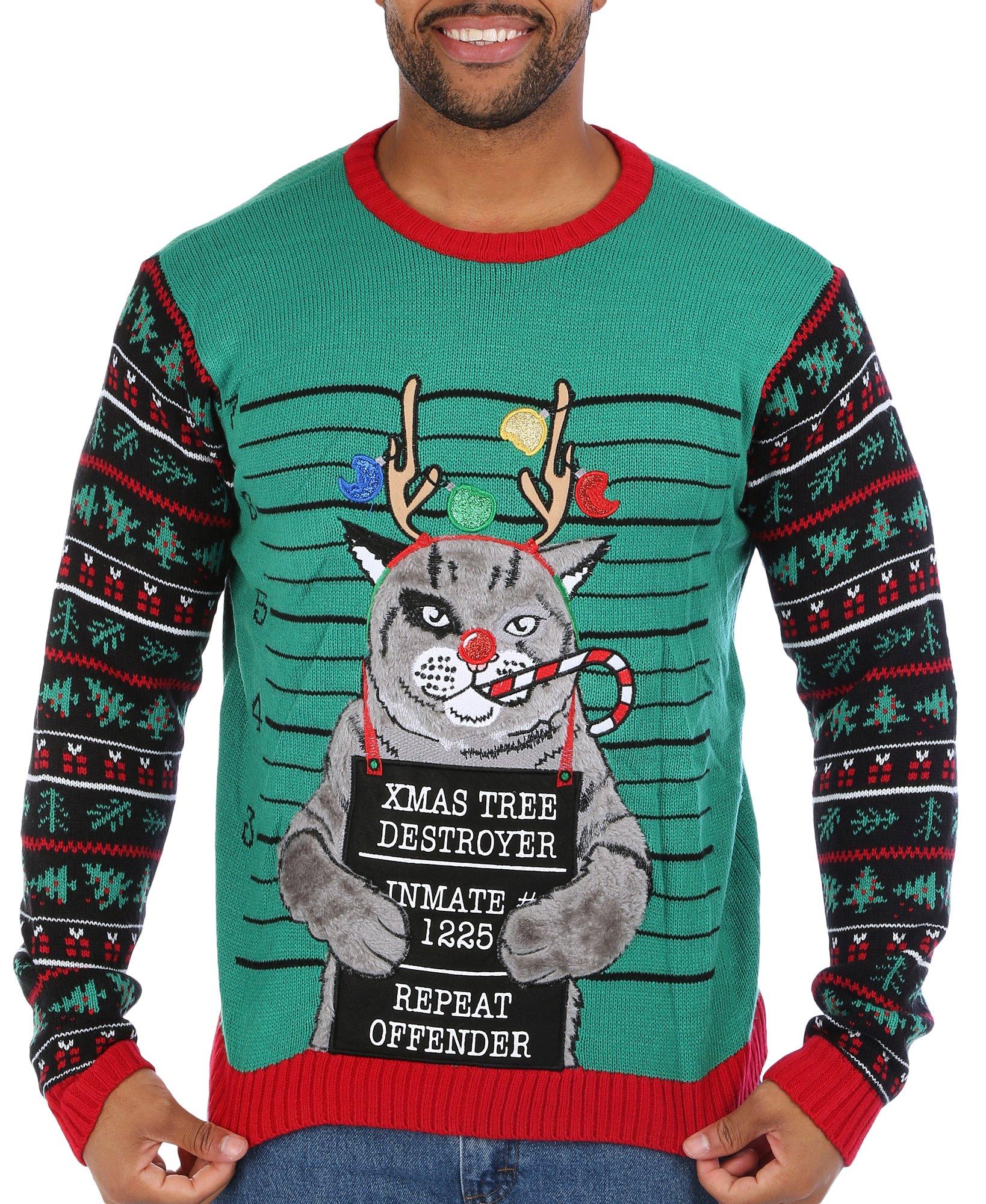 Mens Christmas Tree Destroyer Long Sleeve Sweater