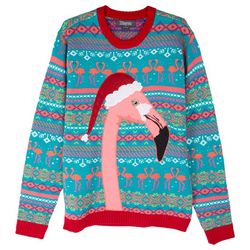 33 Degrees Mens Christmas Flamingo Long Sleeve Sweater