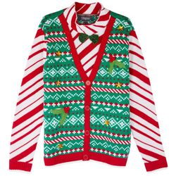 33 Degrees Mens  Candy Stripe Mockneck Christmas Sweater