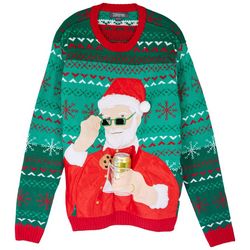 33 Degrees Mens Christmas Santa Graphic Long Sleeve Sweater