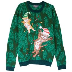 33 Degrees Mens Christmas Santa Cats Long Sleeve Sweater