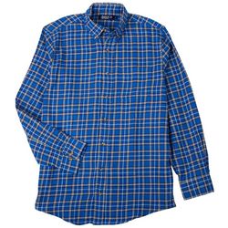 Boca Classics Mens Blue Plaid Long Sleeve Flannel Shirt