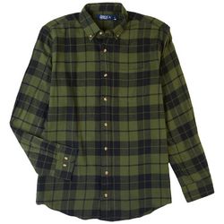 Boca Classics Mens Army Green Flannel Long Sleeve Shirt