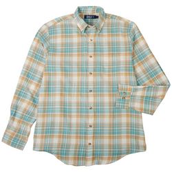 Boca Classics Mens Turquoise Plaid Pocket Flannel Shirt