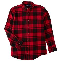 Boca Classics Mens Red & Black Plaid Flannel Button Up Shirt