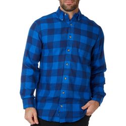 Mens Tackle & Tides Blues Plaid Long Sleeve Flannel Shirt