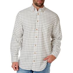 Mens Tackle & Tides White/Grey Plaid Long Sleeve Flannel