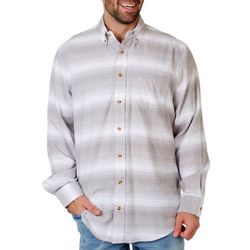 Mens Tackle & Tides  Grey Stripe Plaid Long Sleeve Flannel