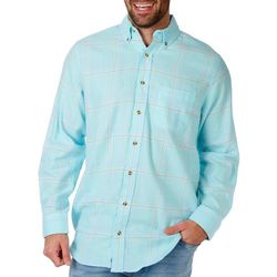 Mens Tackle & Tides Aqua Plaid Long Sleeve Flannel Shirt