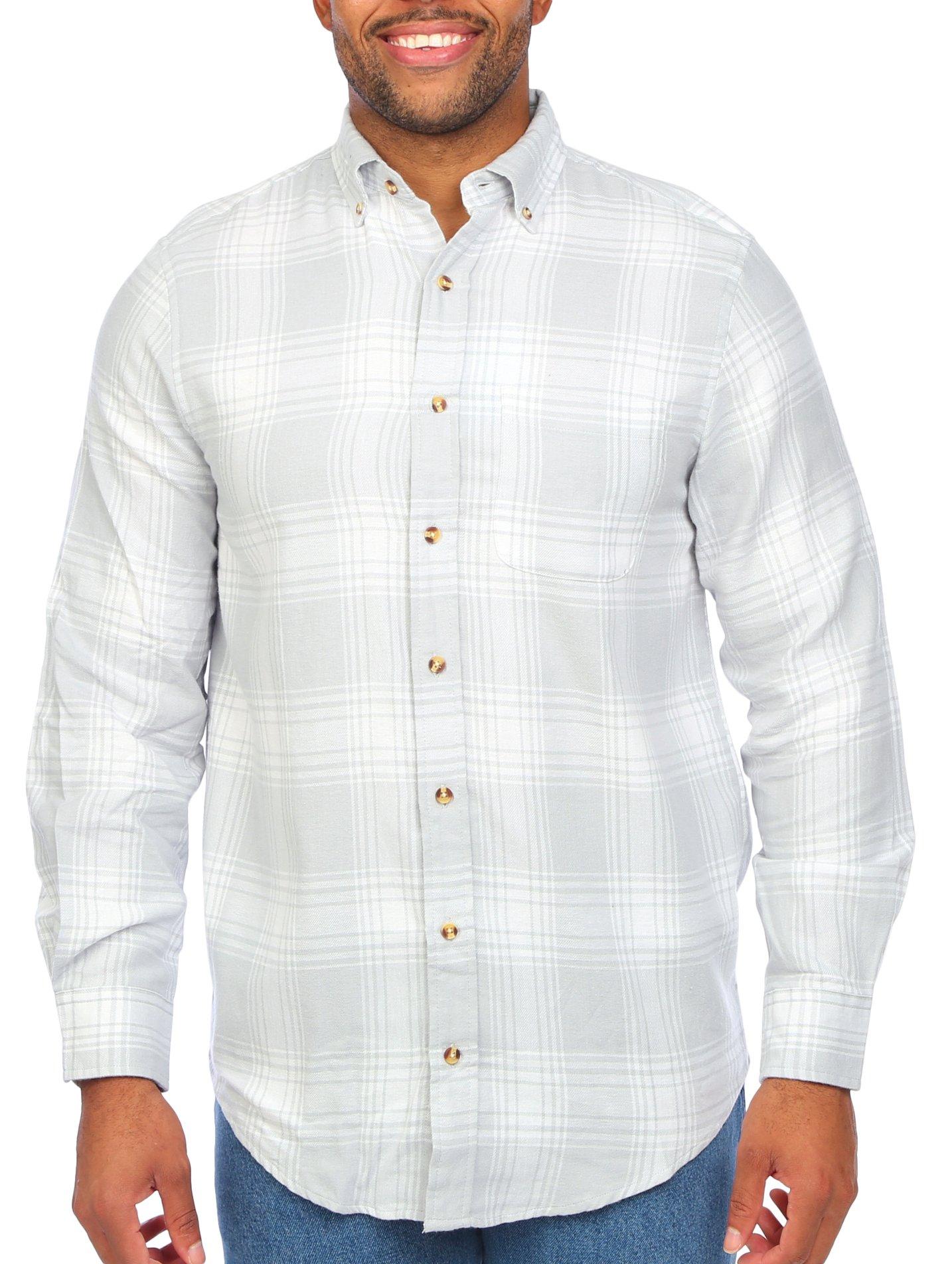 Men's Florida Gray White Plaid Flannel Shirt