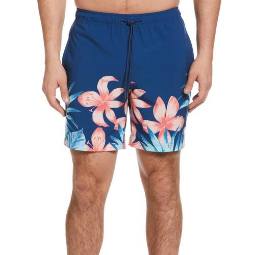 Cubavera Mens 7 Floral Tropical Print Swim Shorts