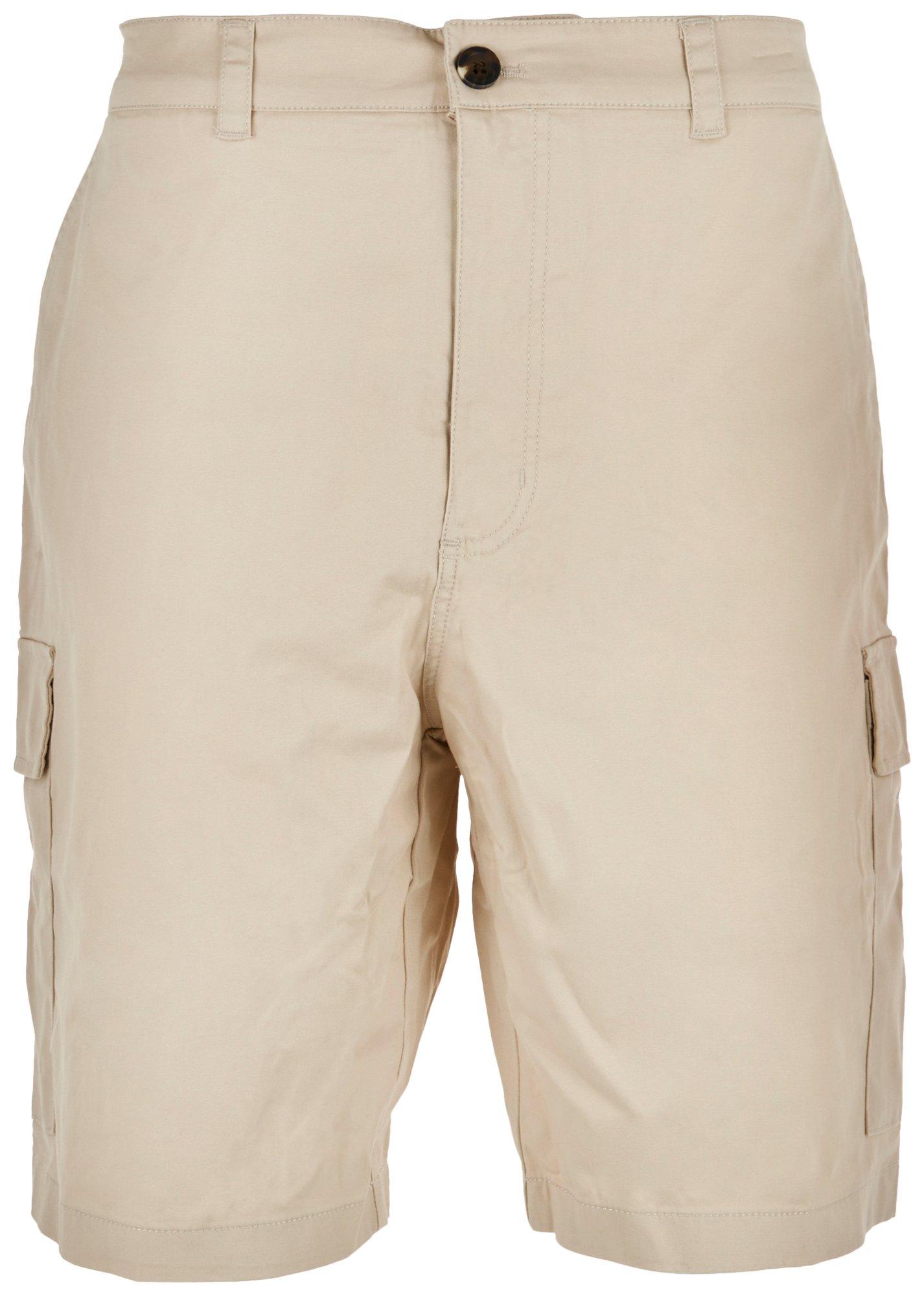 Mens Flat Front Solid Perfect Cargo Shorts