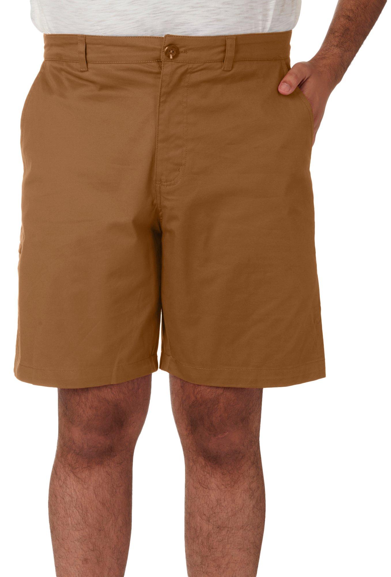 Mens  Flat Front Solid Twill Shorts