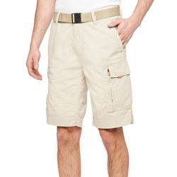 Wearfirst Mens Solid Belted Cargo Shorts
