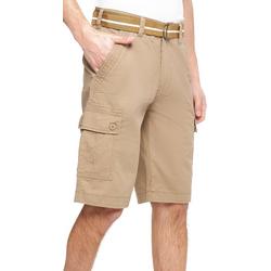 Mens Caution Ripstop Solid Belted Cargo Shorts