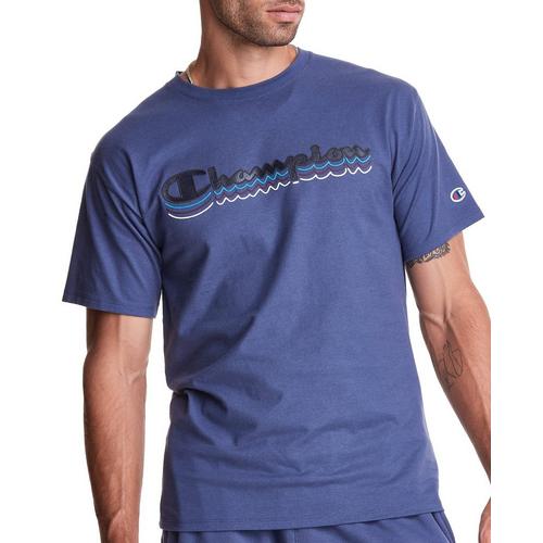 Champion Mens Gel Fill Script Logo T-Shirt