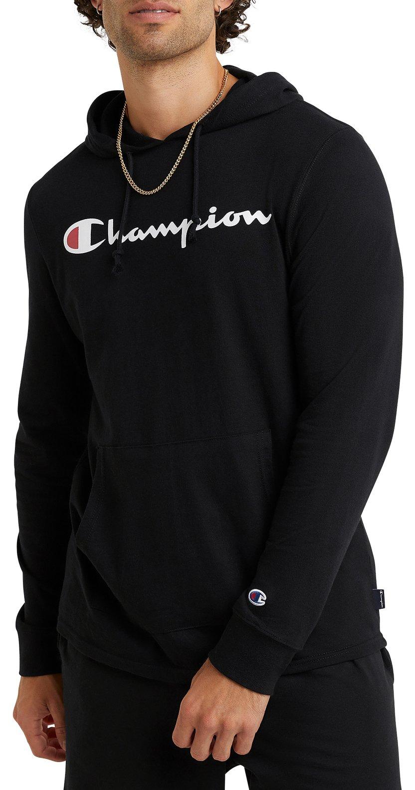 Champion Mens Script  Logo Fleece Long Sleeve Hoodie