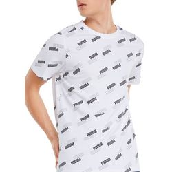 Puma Mens All Over Wordmark Logo Crew Neck T-Shirt