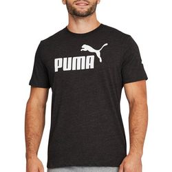 Puma Mens Logo Heathered Crew Neck T-Shirt
