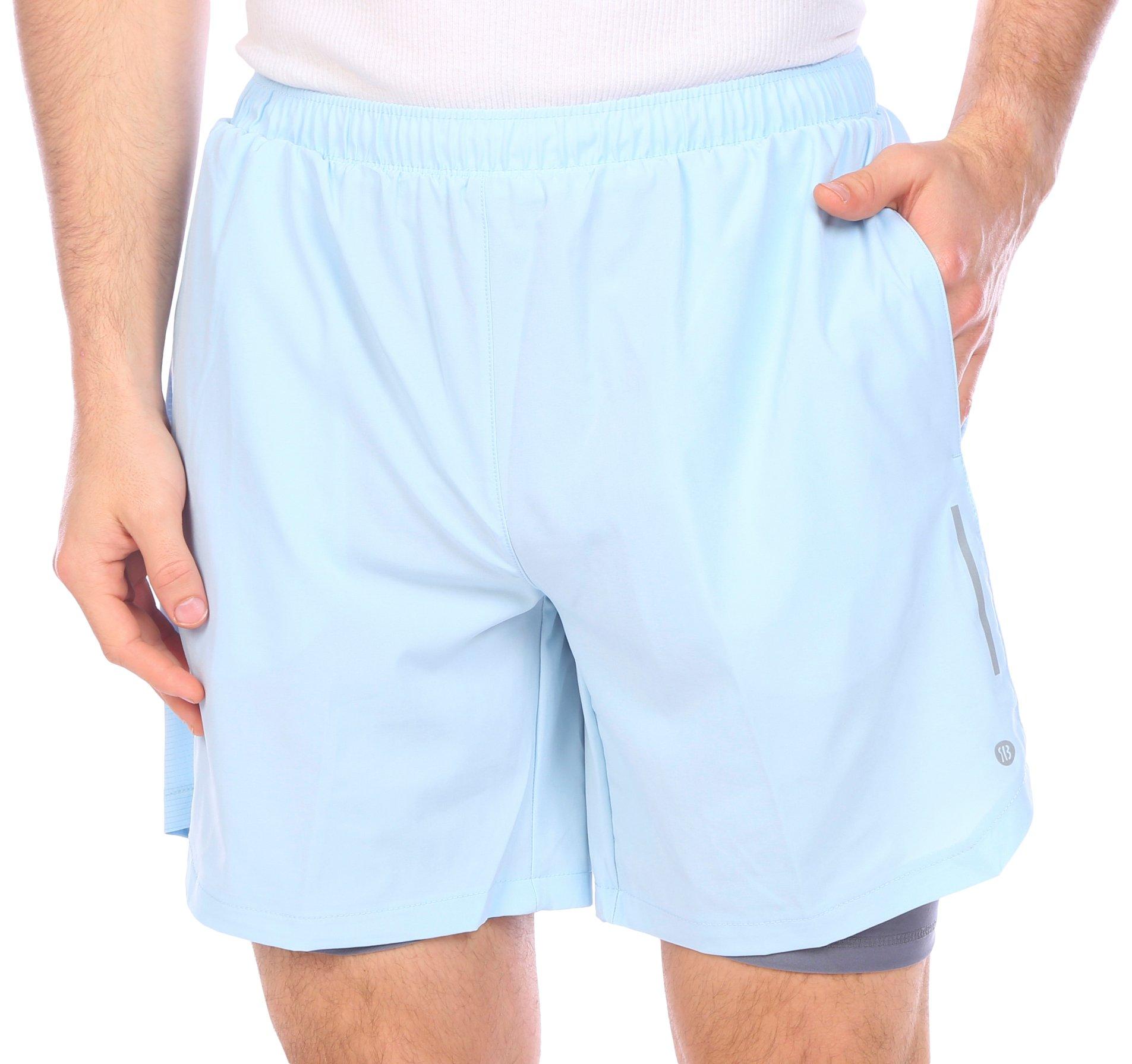 RB3 Active Mens 7 in. 2-in-1 Brief Running Shorts