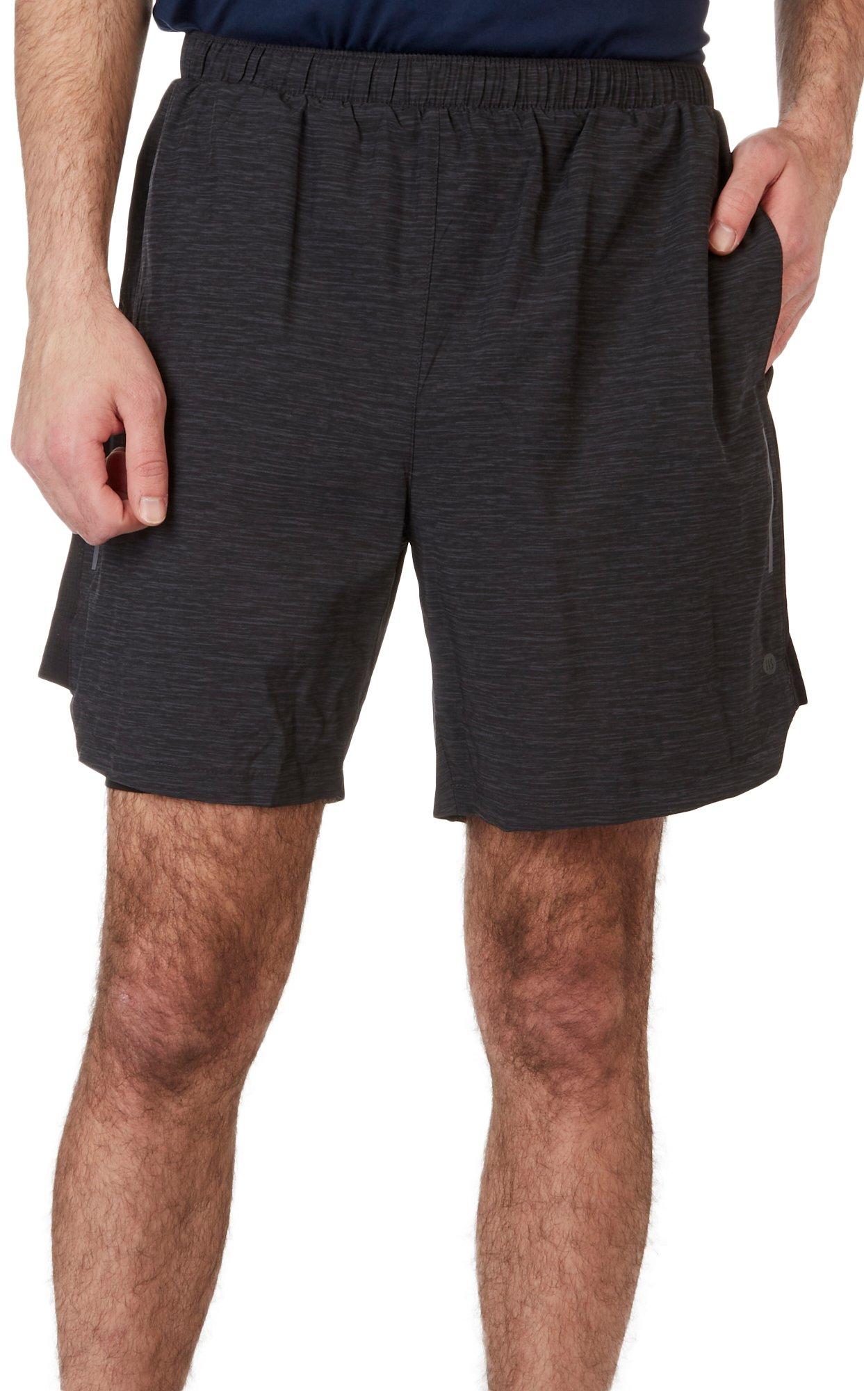 Mens 7 in. Solid 2-in-1 Brief Running Shorts